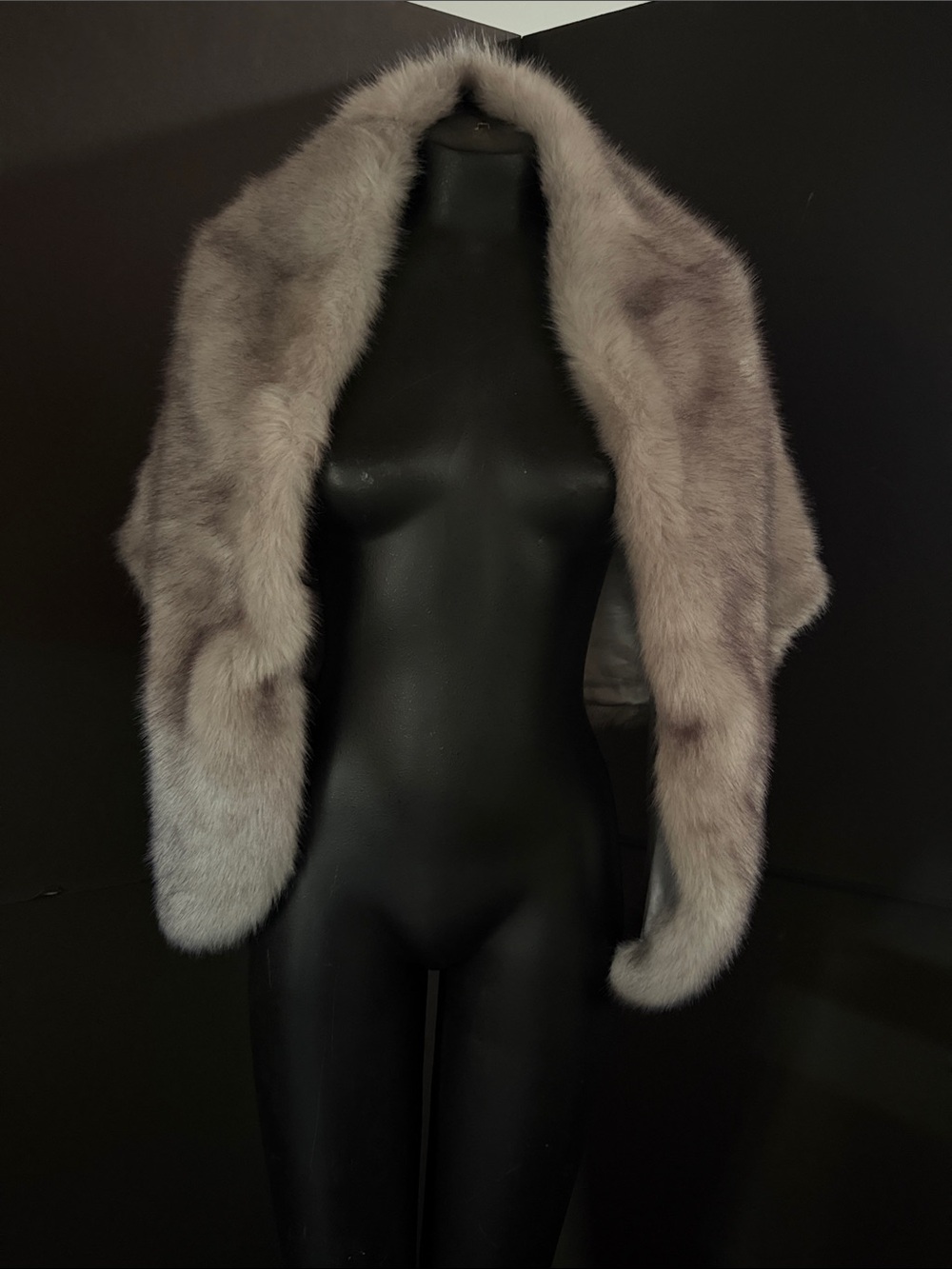 Luxury Gray Fur Stole Wrap - Women's Cape